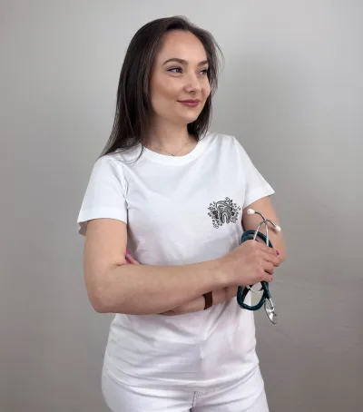 Zdravotnícke tričko Unidress- zub a kvety