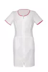 Zdravotnícke šaty na zips biele s ruž. lemom #2