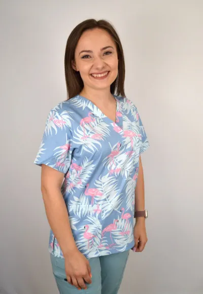 Zdravotnícka blúzka Unidress vzor plameniak