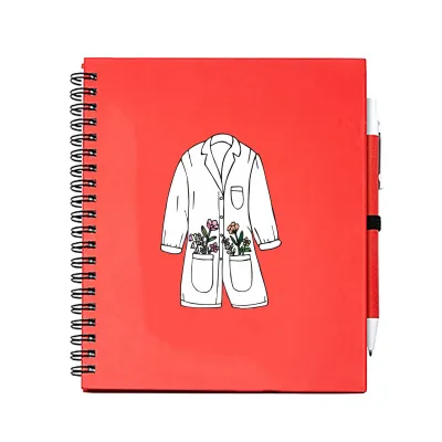 Notes/Diár červený so zdravotníckou potlačou- biely plášť