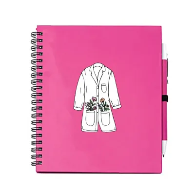 Notes/Diár ružový so zdravotníckou potlačou- biely plášť