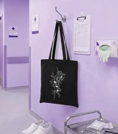 Bavlnená taška s potlačou- injekcia s kvetmi