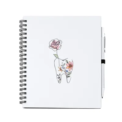 Notes/Diár biely so zdravotníckou potlačou- zub a kvety