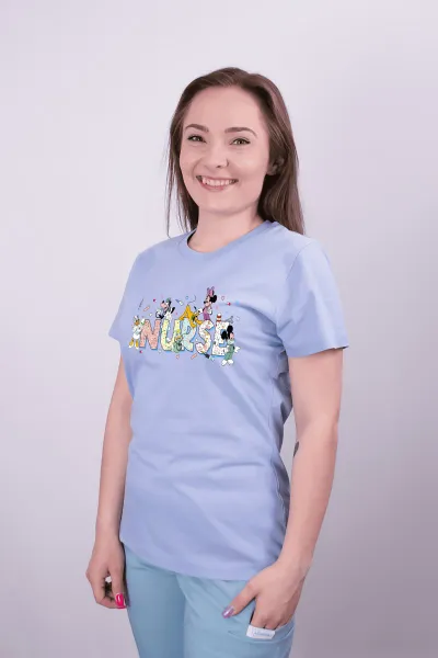 Zdravotnícke dámske tričko s potlačou- NURSE mickey mouse