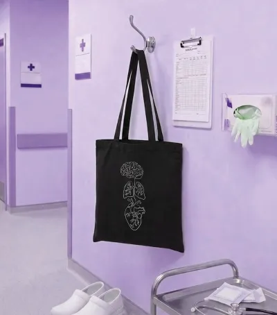 Bavlnená taška s potlačou- mozog, pľúca, srdce