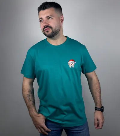 Pánske zdravotnícke tričko UNIDRESS – Zúbok v Santa čiapke