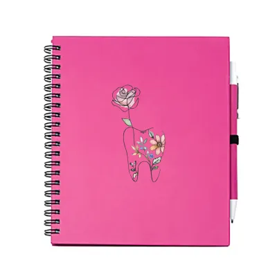 Notes/Diár ružový so zdravotníckou potlačou- zub a kvety