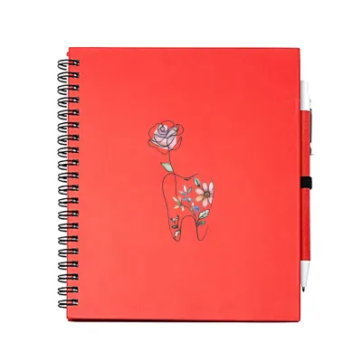 Notes/Diár červený so zdravotníckou potlačou- zub a kvety