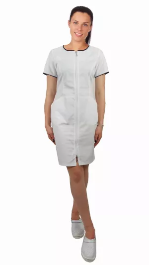 Zdravotnícke šaty na zips biele