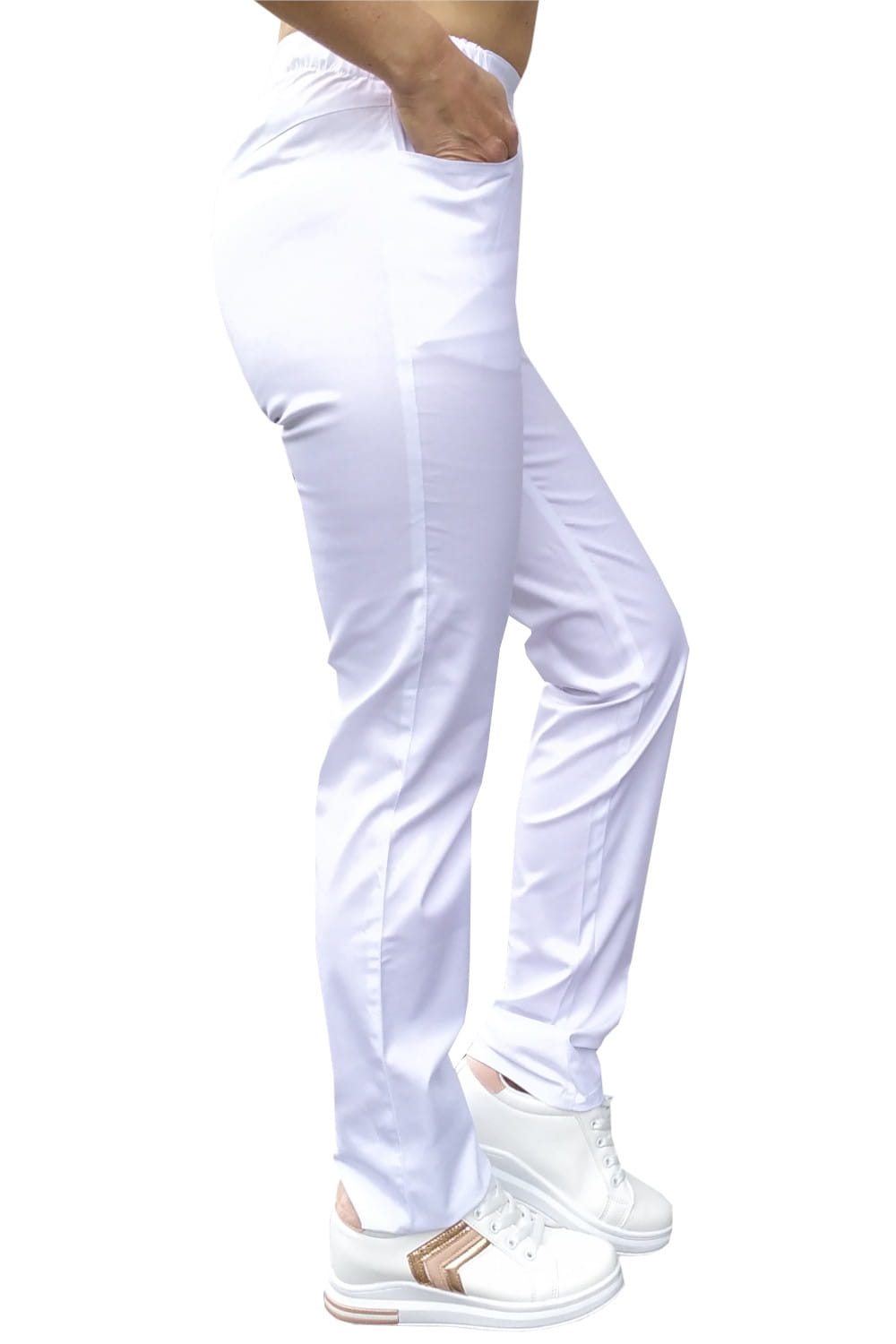 Zdravotnícke Nohavice Elastické Biele #1