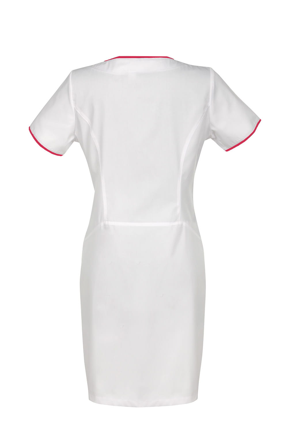 Zdravotnícke šaty na zips biele s ruž. lemom #1