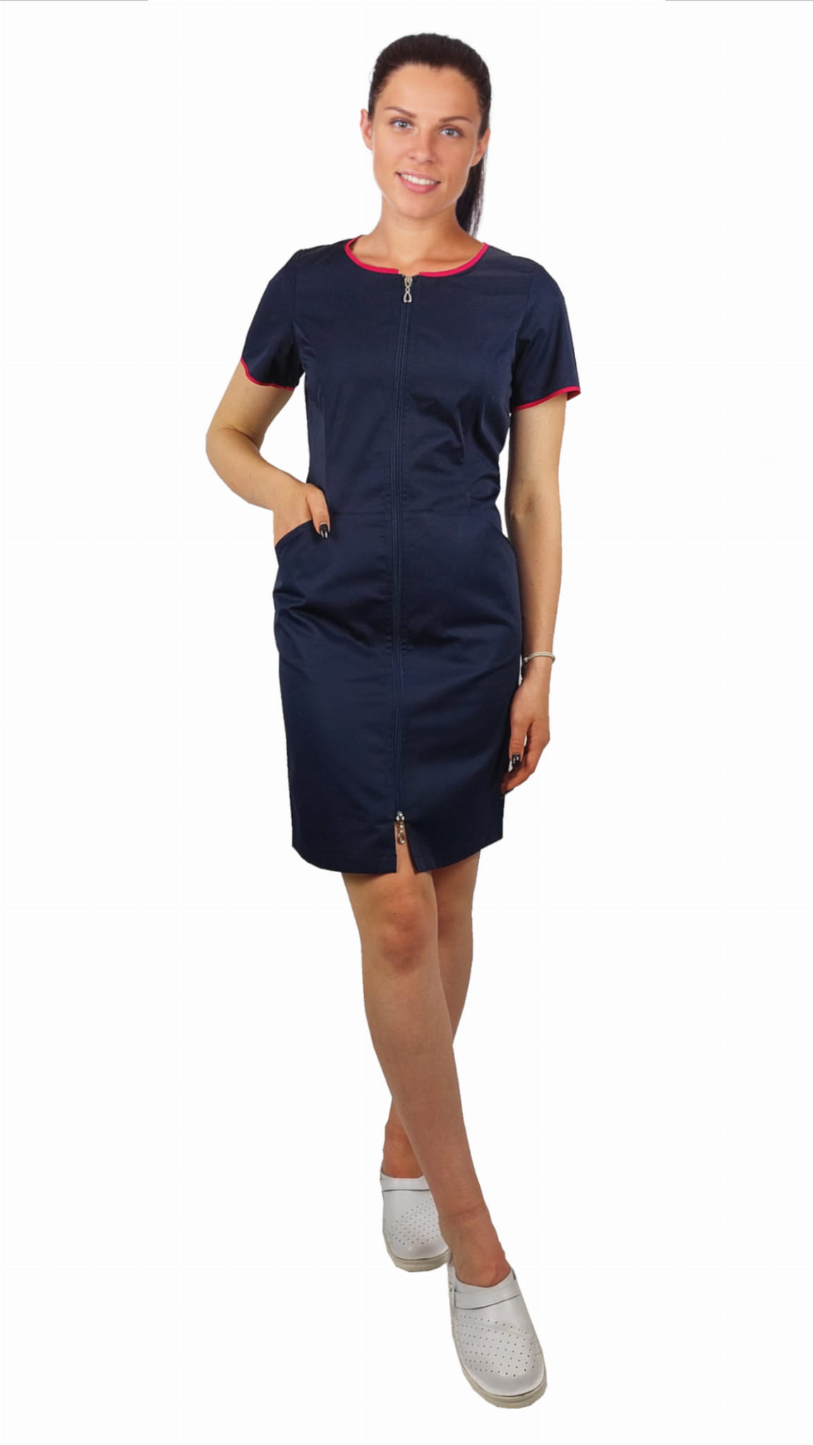 Zdravotnícke Šaty na Zips Tm.Modré #3